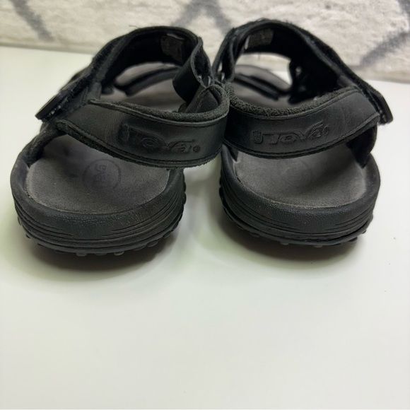 Teva Womens 10 Terri Fi Lite Black Leather Strap On Sandals Classic Adjustable - Picture 6 of 9